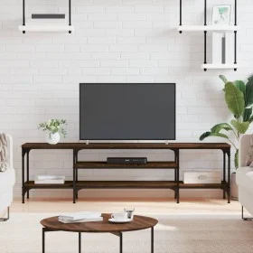 Iron TV cabinet brown oak plywood 161x35x45 cm by vidaXL, TV Furniture - Ref: Foro24-831812, Price: 74,32 €, Discount: %