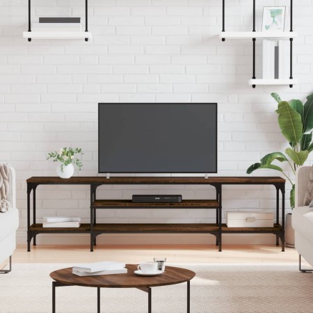 Mueble TV hierro madera contrachapada roble marrón 161x35x45 cm de vidaXL, Muebles TV - Ref: Foro24-831812, Precio: 75,27 €, ...