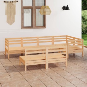 Juego de muebles de jardín 7 piezas madera maciza pino