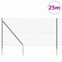 Valla de eslabones de cadena con postes Gris 1.2 x 25 m Acero