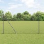 Valla de eslabones de cadena con postes Gris 1.5 x 25 m Acero