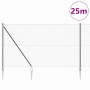 Valla de eslabones de cadena con postes Gris 1.5 x 25 m Acero