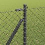 Valla de eslabones de cadena con postes Gris 1.5 x 25 m Acero