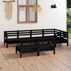 Garden furniture set 7 pieces solid black pine wood by vidaXL, Garden sets - Ref: Foro24-3082751, Price: 390,14 €, Discount: %