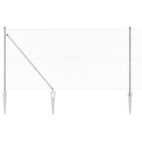 Valla de eslabones de cadena con postes Plateado 1 x 10 m Acero