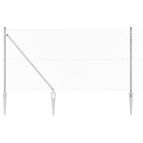 Valla de eslabones de cadena con postes Plateado 1.2 x 10 m