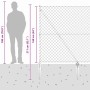 Valla de eslabones de cadena con postes Plateado 1.6 x 10 m