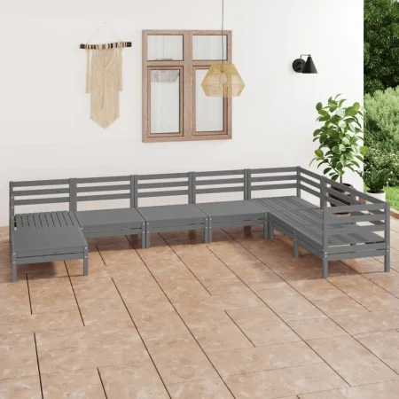 Gartenmöbel-Set 8-teilig aus massivem grauem Kiefernholz von vidaXL, Gartensets - Ref: Foro24-3082986, Preis: 417,67 €, Rabat...
