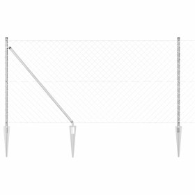 Valla de eslabones de cadena con postes Plateado 1.4 x 10 m