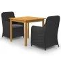3-piece black garden dining set by vidaXL, Garden sets - Ref: Foro24-3067722, Price: 370,57 €, Discount: %