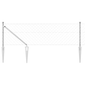 Valla de eslabones de cadena con postes Plateado 0.4 x 25 m