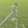 Valla de eslabones de cadena con postes Plateado 1 x 25 m Acero