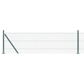 Valla de eslabones de cadena con postes Verde 0.4 x 10 m Acero