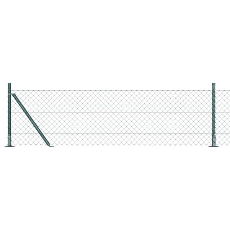 Valla de eslabones de cadena con postes Verde 0.6 x 10 m Acero
