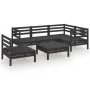 Gartenmöbel-Set 6-teilig aus massivem schwarzem Kiefernholz von vidaXL, Gartensets - Ref: Foro24-3082726, Preis: 316,72 €, Ra...