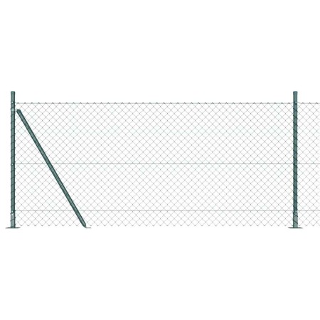 Valla de eslabones de cadena con postes Verde 1 x 10 m Acero