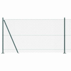 Valla de eslabones de cadena con postes Verde 1.2 x 10 m Acero