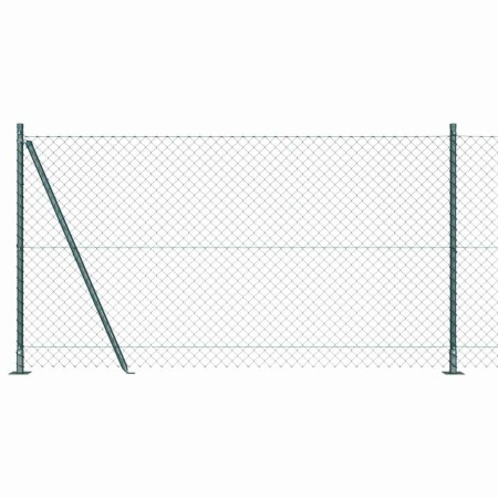 Valla de eslabones de cadena con postes Verde 1.2 x 10 m Acero
