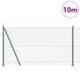 Valla de eslabones de cadena con postes Verde 1.2 x 10 m Acero