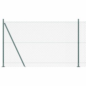 Valla de eslabones de cadena con postes Verde 1.4 x 10 m Acero