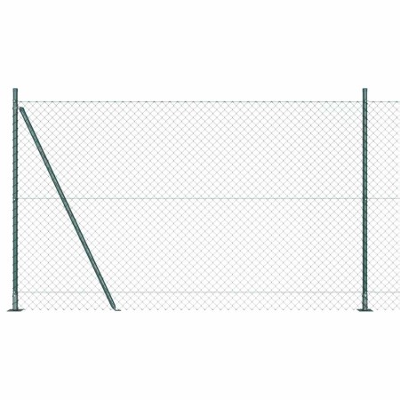 Valla de eslabones de cadena con postes Verde 1.4 x 10 m Acero