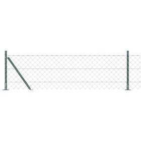 Valla de eslabones de cadena con postes Verde 0.4 x 10 m Acero