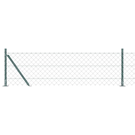 Valla de eslabones de cadena con postes Verde 0.4 x 10 m Acero