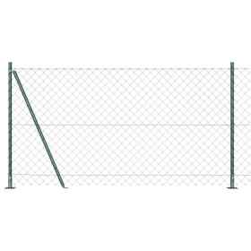 Valla de eslabones de cadena con postes Verde 1.2 x 10 m Acero