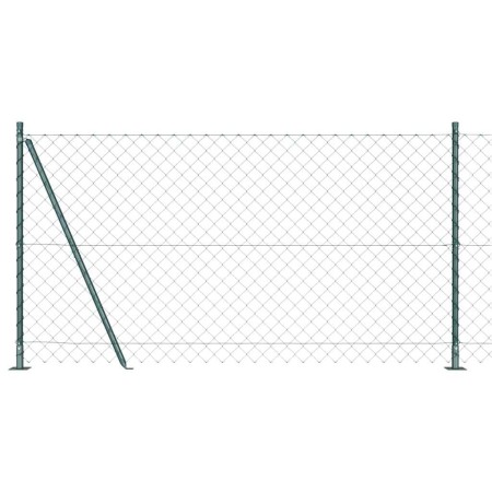Valla de eslabones de cadena con postes Verde 1.2 x 10 m Acero