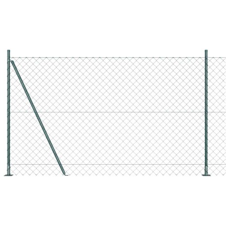 Valla de eslabones de cadena con postes Verde 1.5 x 10 m Acero
