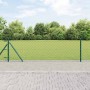 Valla de eslabones de cadena con postes Verde 0.4 x 25 m Acero