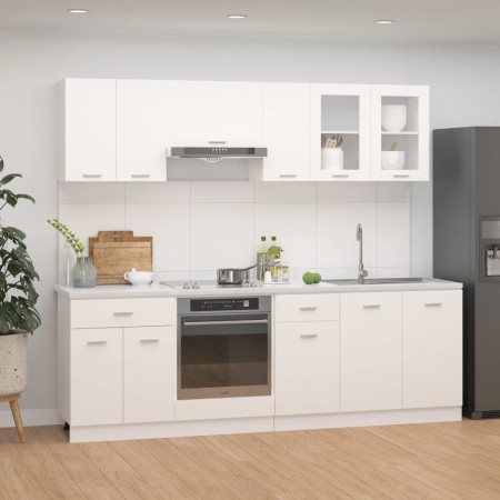 Achtteiliges Küchenmöbelset aus weißem Holzwerkstoff von vidaXL, Küchenschränke - Ref: Foro24-3067647, Preis: 500,73 €, Rabat...
