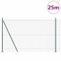 Valla de eslabones de cadena con postes Verde 1.6 x 25 m Acero