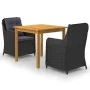 3-teiliges Garten-Esszimmerset schwarz von vidaXL, Gartensets - Ref: Foro24-3067725, Preis: 445,13 €, Rabatt: %