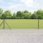 Valla de eslabones de cadena con postes Gris 0.4 x 10 m Acero