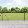Valla de eslabones de cadena con postes Gris 1 x 10 m Acero