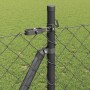 Valla de eslabones de cadena con postes Gris 1 x 10 m Acero