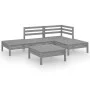 Gartenmöbel-Set 5-teilig aus massivem grauem Kiefernholz von vidaXL, Gartensets - Ref: Foro24-3082624, Preis: 245,90 €, Rabat...