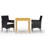 Black 3-Piece Garden Dining Set by vidaXL, Garden sets - Ref: Foro24-3067667, Price: 236,63 €, Discount: %