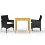 Juego de comedor de jardín de 3 piezas negro de vidaXL, Conjuntos de jardín - Ref: Foro24-3067667, Precio: 246,37 €, Descuent...