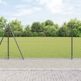 Valla de eslabones de cadena con postes Gris 1.2 x 25 m Acero
