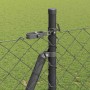Valla de eslabones de cadena con postes Gris 1.5 x 25 m Acero