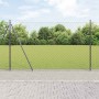 Valla de eslabones de cadena con postes Gris 1.6 x 25 m Acero