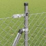 Valla de eslabones de cadena con postes Plateado 0.8 x 10 m