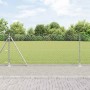 Valla de eslabones de cadena con postes Plateado 1 x 10 m Acero
