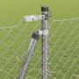 Valla de eslabones de cadena con postes Plateado 1.2 x 10 m