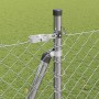 Valla de eslabones de cadena con postes Plateado 1.6 x 10 m