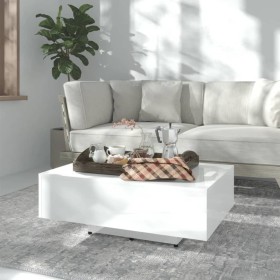Mesa de centro madera contrachapada blanco brillo 85x55x31 cm