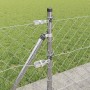 Valla de eslabones de cadena con postes Plateado 0.4 x 10 m