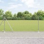 Valla de eslabones de cadena con postes Plateado 0.8 x 10 m